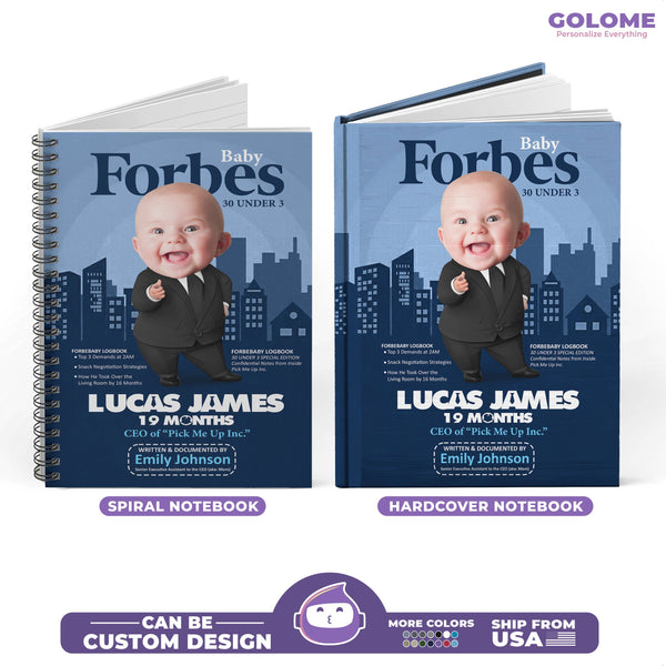 Personalized Baby Forbes Notebook – Custom CEO Baby Photo & Name – Funny Gift for Moms